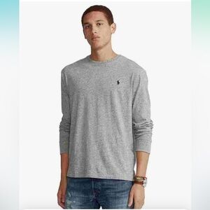 Polo Ralph Lauren Mens Heathered Classic Fit Long Sleeve T-Shirt Gray Size L
